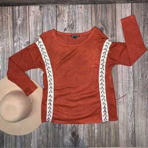 Double Zero Burnt Orange Laced Long Sleeve
